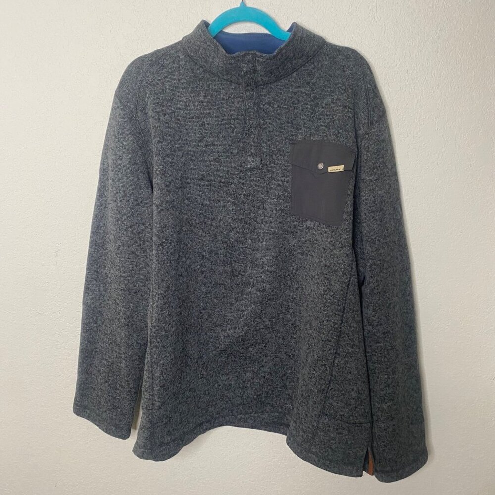 Woolrich Fleece Sweater Mens XXL Grey Mock Neck‎ Pullover Hiking Outdoor